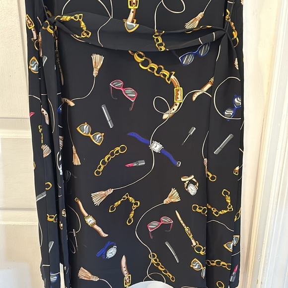 NWT Women’s Kohl’s Apt. 9 Button Front Black Chain Print Shirtdress Size Medium - Picture 11 of 11